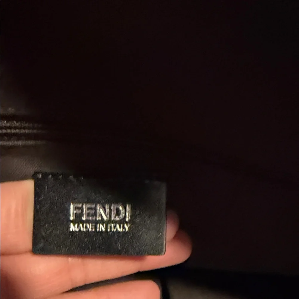 Fendi Striped Black and Tan Tote Bag